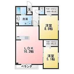 ルヴィータ川名山町 2LDKの間取図画像