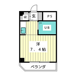スターハイツヤマザト ワンルームの間取図画像