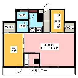 RIVOIRINAKA 2LDKの間取図画像