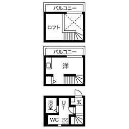 ARMY　II 1階ワンルームの間取り