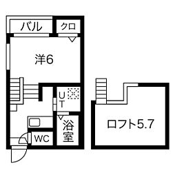 ブランドール 1階1Kの間取り
