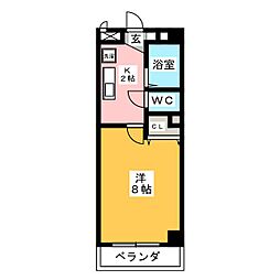 ウエスト　ヴィレッジ 2階1Kの間取り