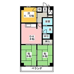 グリンハイツ 5階3DKの間取り