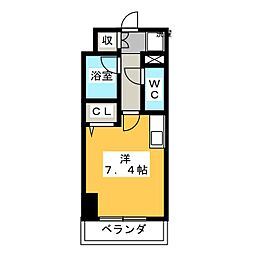 RIDGE堀田 9階ワンルームの間取り