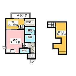 FAMILY STAGE道徳II 1階1DKの間取り