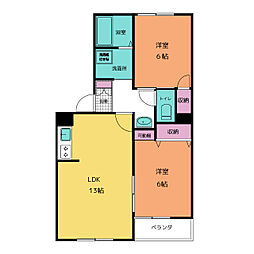ヴァンベール天白 2LDKの間取図画像