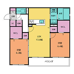 ソレーユIII 2LDKの間取図画像