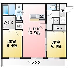 ソレーユIII 2LDKの間取図画像