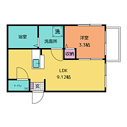 プリシェール笠寺 201 2階1LDKの間取り