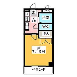 VINGT-CINQCOURT 1Kの間取図画像