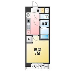 エスプレイス名古屋神宮 1Kの間取図画像