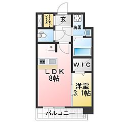 エスプレイス名古屋神宮 1LDKの間取図画像