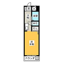 シティピア伝馬町 1Kの間取図画像