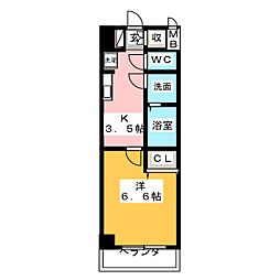 きさらぎ21 1Kの間取図画像
