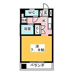 ヴィラ・タカクラ ワンルームの間取図画像