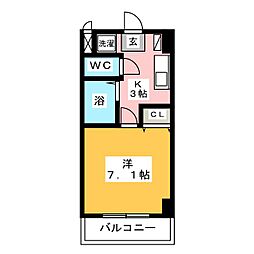 ラ・メゾン港東通り 1Kの間取図画像
