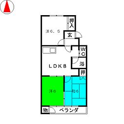 コート鶴里 3LDKの間取図画像
