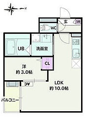 Jack motoshibatahigashiII 1LDKの間取図画像