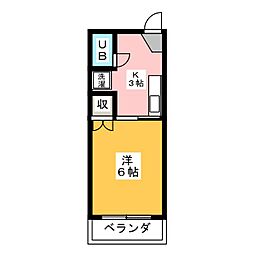 メゾンサンク 1Kの間取図画像