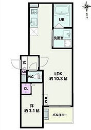 Jack motoshibatahigashiII 1LDKの間取図画像