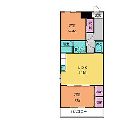 グランドハイツ大島 2LDKの間取図画像