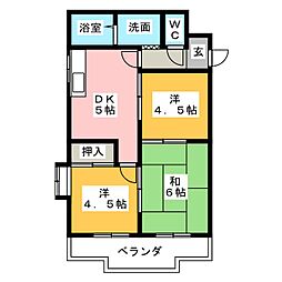 ハイツ奈加川 3DKの間取図画像