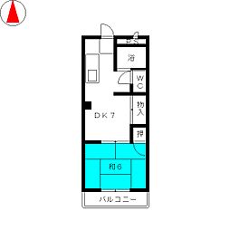 ファミールキトー 1DKの間取図画像