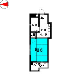 明治第6ビル 1DKの間取図画像