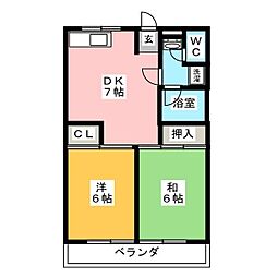 レジデンス光和104 2DKの間取図画像