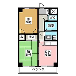 カーサ日比野 2DKの間取図画像