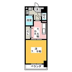 ポポラーレ白鳥 1DKの間取図画像