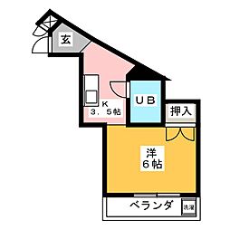 シャルマン神宮 1Kの間取図画像
