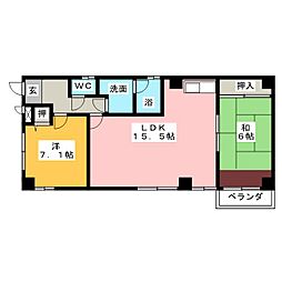 キャッスル神宮東 2LDKの間取図画像