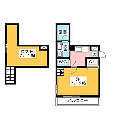 INSTYLEDOTOKU 1Kの間取図画像