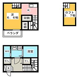 ハーモニーテラス大宝 ワンルームの間取図画像