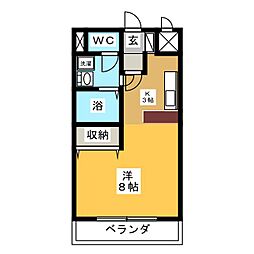 レスポワールはちなん ワンルームの間取図画像