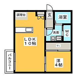 フローネル六番町 1LDKの間取図画像