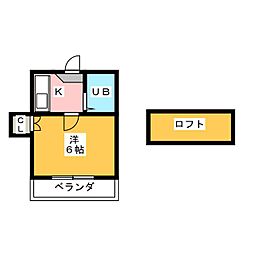 パレス柴田 1Kの間取図画像