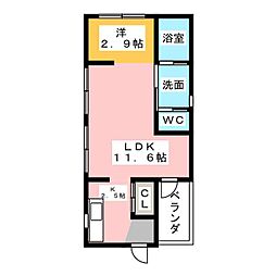 グランレーヴ伝馬 ワンルームの間取図画像