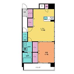 さくらHillsRokubanPlatinumResidence 1LDKの間取図画像