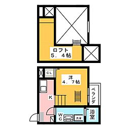 ラ・ロシェル 1Kの間取図画像