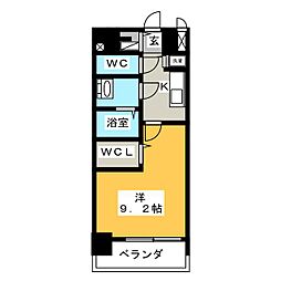 プレサンスジェネ鶴舞 6階1Kの間取り