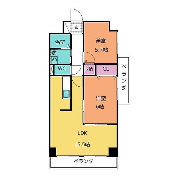 エスティメゾン鶴舞 ｜愛知県名古屋市中区千代田２丁目(賃貸マンション2LDK・13階・61.32㎡)の写真 その2