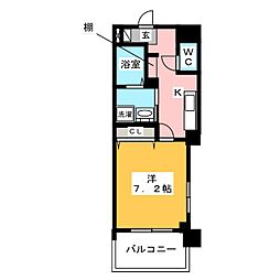 サンライズ鶴舞 5階1Kの間取り