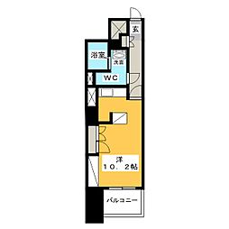 ドゥーエ大須 9階ワンルームの間取り