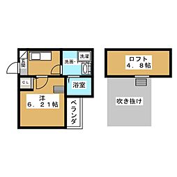 ワルキューレ 2階1Kの間取り