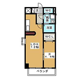 フォレシティ新栄 4階1LDKの間取り