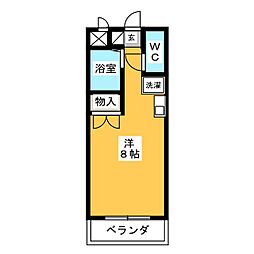 ホーメストつるまい 5階ワンルームの間取り