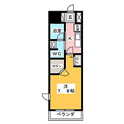 フレールコート東別院 10階1Kの間取り