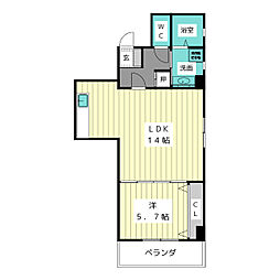 L.A上前津 6階1LDKの間取り